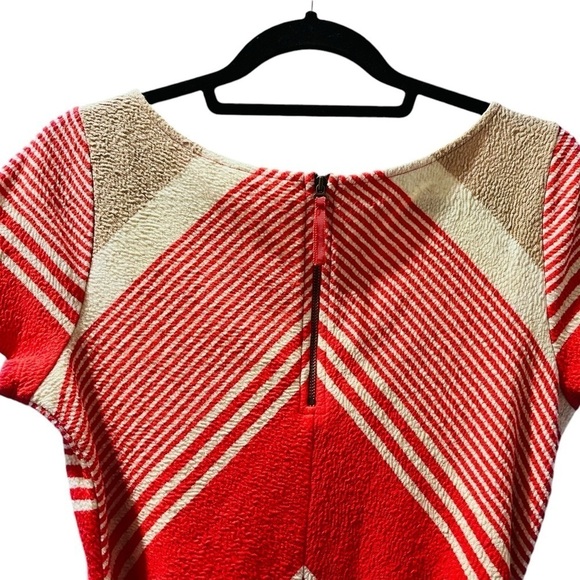 Anthropologie Lilka Sorella Orange Striped Short Sleeve Cotton Dress Size Medium - Picture 8 of 8